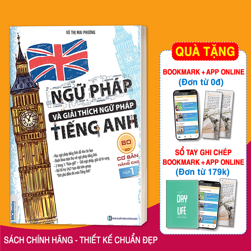 Ngữ Pháp Và Giải Thích Ngữ Pháp Tiếng Anh Cơ Bản Và Nâng Cao Tập 1 Tặng Kèm Bookmark