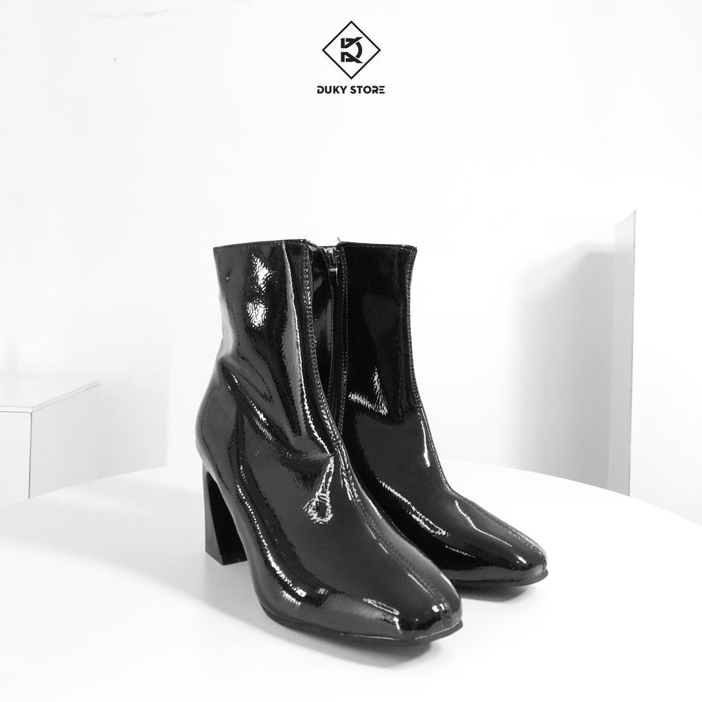 Boot khóa cạnh da bóng 8 phân siêu tôn dáng - Duky Store