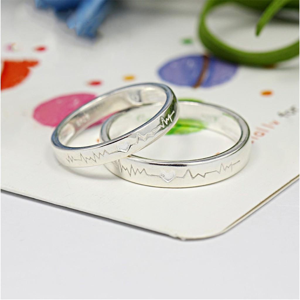 Nhẫn cặp bạc 925 nhịp tim
