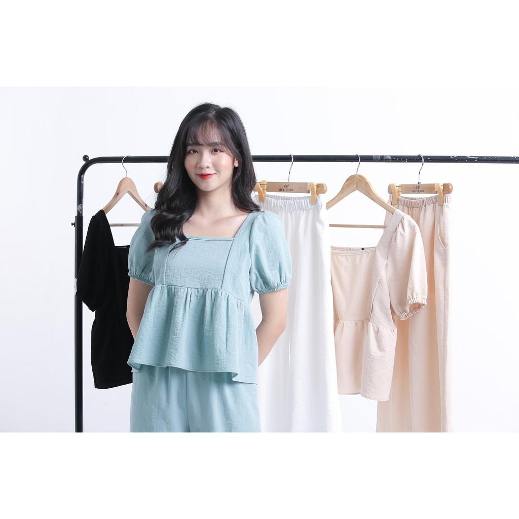 Set Bộ Đũi Gồm Áo Và Quần Ống Suông Lửng, Set Đồ Bộ Tiểu Thư Cao Cấp-Hàng Thiết Kế Đẹp