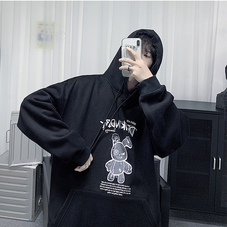 Áo nỉ MonsterX Hoodie gấu đứng đủ màu form rộng unisex