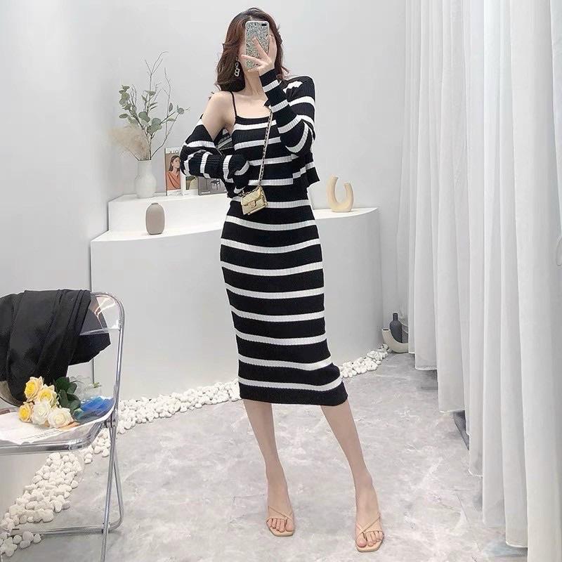 SET VÁY LEN BODY KÈM ÁO KHOÁC SANG CHẢNH  Shopee Việt Nam
