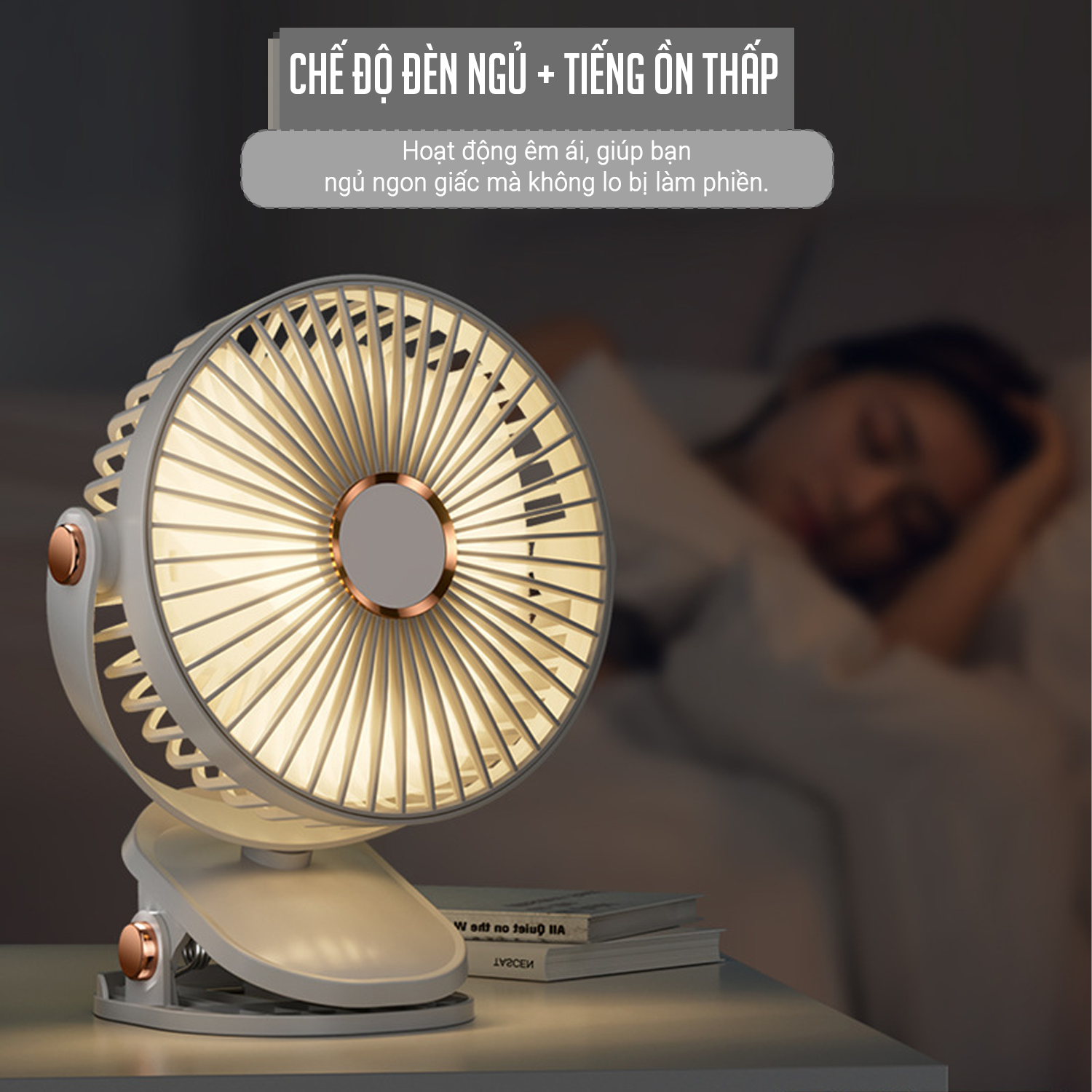 Quạt Mini Để Bàn , Quạt Tích Điện Tích Hợp Đèn Ngủ, Quạt Kẹp Bàn Besti- Quạt Cầm Tay 3 Tốc Độ, Điều Chỉnh Hướng Gió 360 Độ, Không Gây Ồn, Pin Sạc Dung Lượng Cao - Hàng Chính Hãng