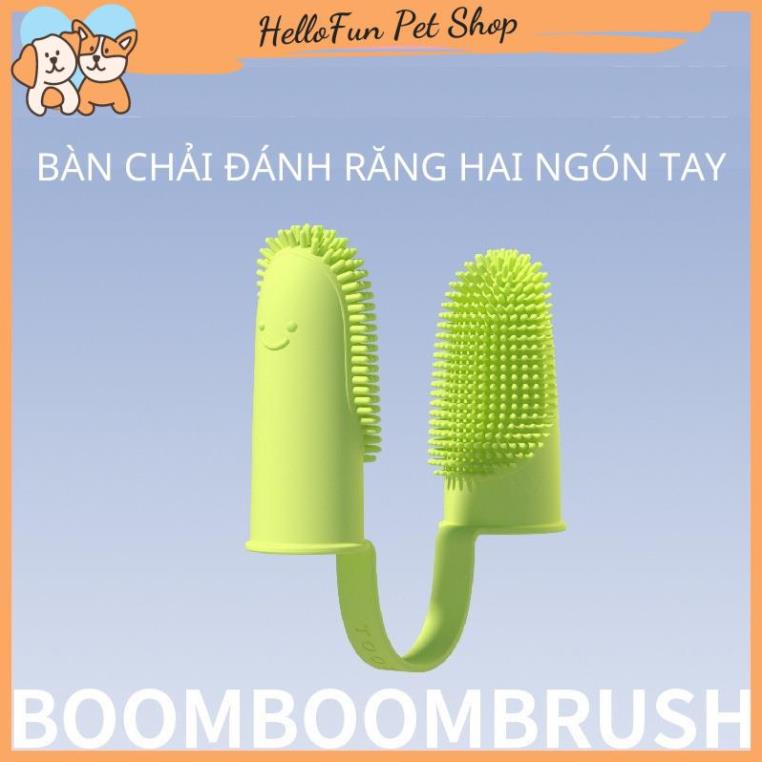 Bàn chải đánh răng cho chó mèo - Bàn chải xỏ ngón bằng silicone mềm tiện dụng