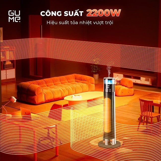 Máy sưởi gốm kèm bù ẩm thông minh ra lệnh bằng giọng nói thương hiệu Hàn Quóc GM-S2558 - Bảo hành 12 tháng - Hàng chính hãng
