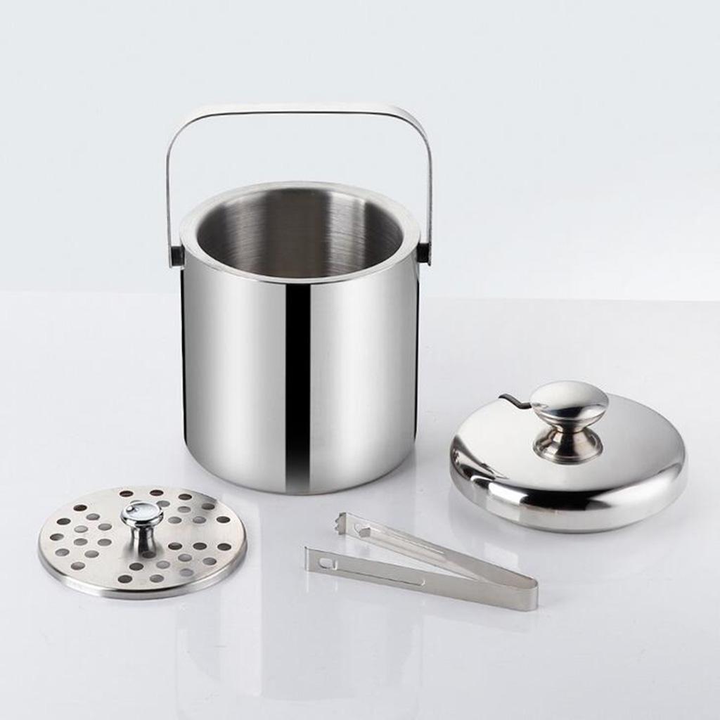 Stainless Steel Cooler Wine Beer Cool Ice Bucket With Tongs Champagne Party