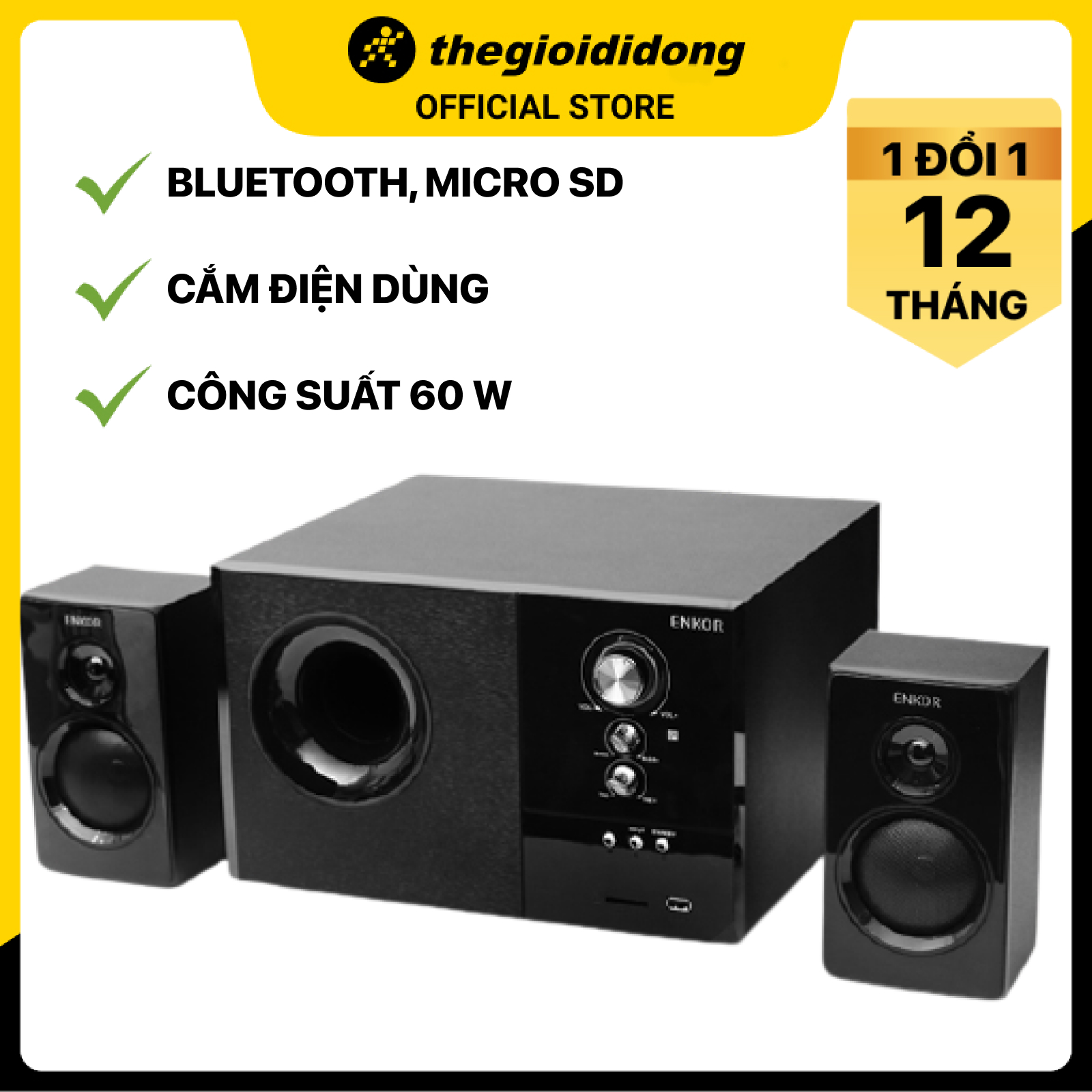 Loa vi tính Bluetooth Enkor S2880 Đen - 2.1 - Hàng chính hãng