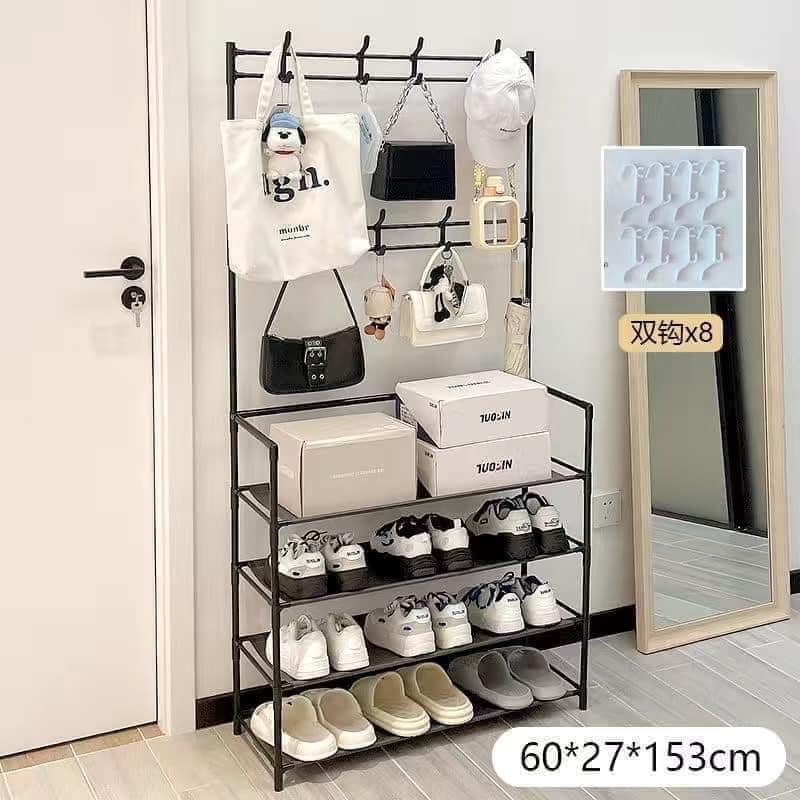 KỆ ĐỂ GIÀY DÉP KÈM MÓC TREO QUẦN ÁO ĐA NĂNG