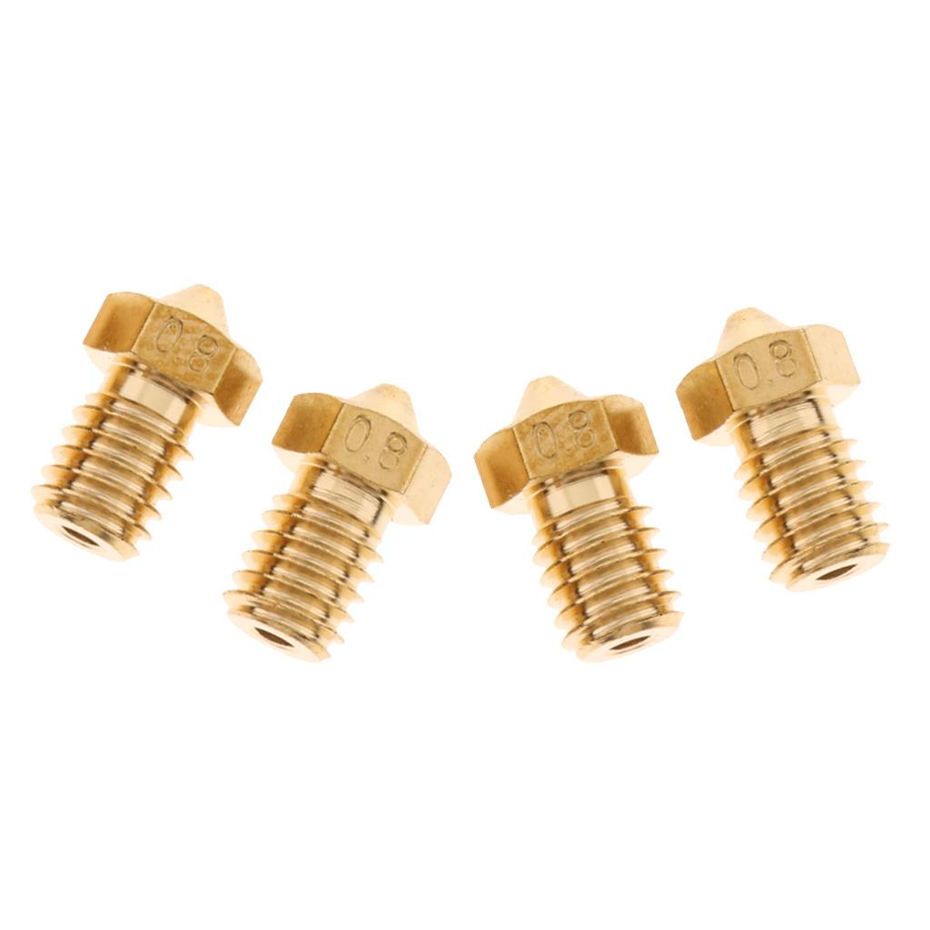 4Pcs 0.8mm 3D Printer 1.75mm Filament Extruder Nozzle Printhead Brass Copper