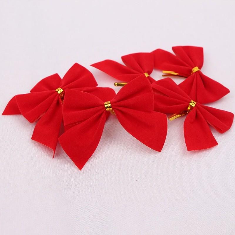 Sét 12 nơ nhung trang trí Giáng Sinh, nhà cửa 5x6cm
