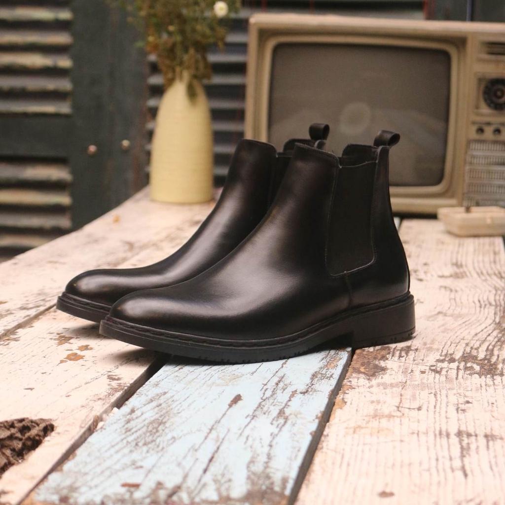 Giày da công sở Chelsea Boots Classic mũi tròn CB.CLA da bò cao cấp nhập khẩu, Lucas Shoes bảo hành 1 năm