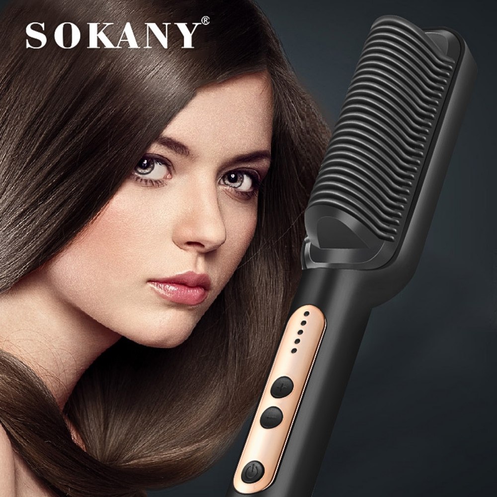 Lược điện tạo kiểu ion âm SOKANY SK-1008, 5 chế độ nhiệt cho các kiểu tóc khác nhau, giúp tóc siêu thẳng, chuẩn salon tại nhà - HÀNG CHÍNH HÃNG