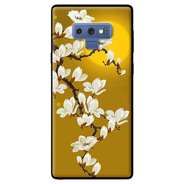 Ốp in cho Samsung Galaxy Note 9 Hoa Trắng Nền Vàng - Hàng chính hãng