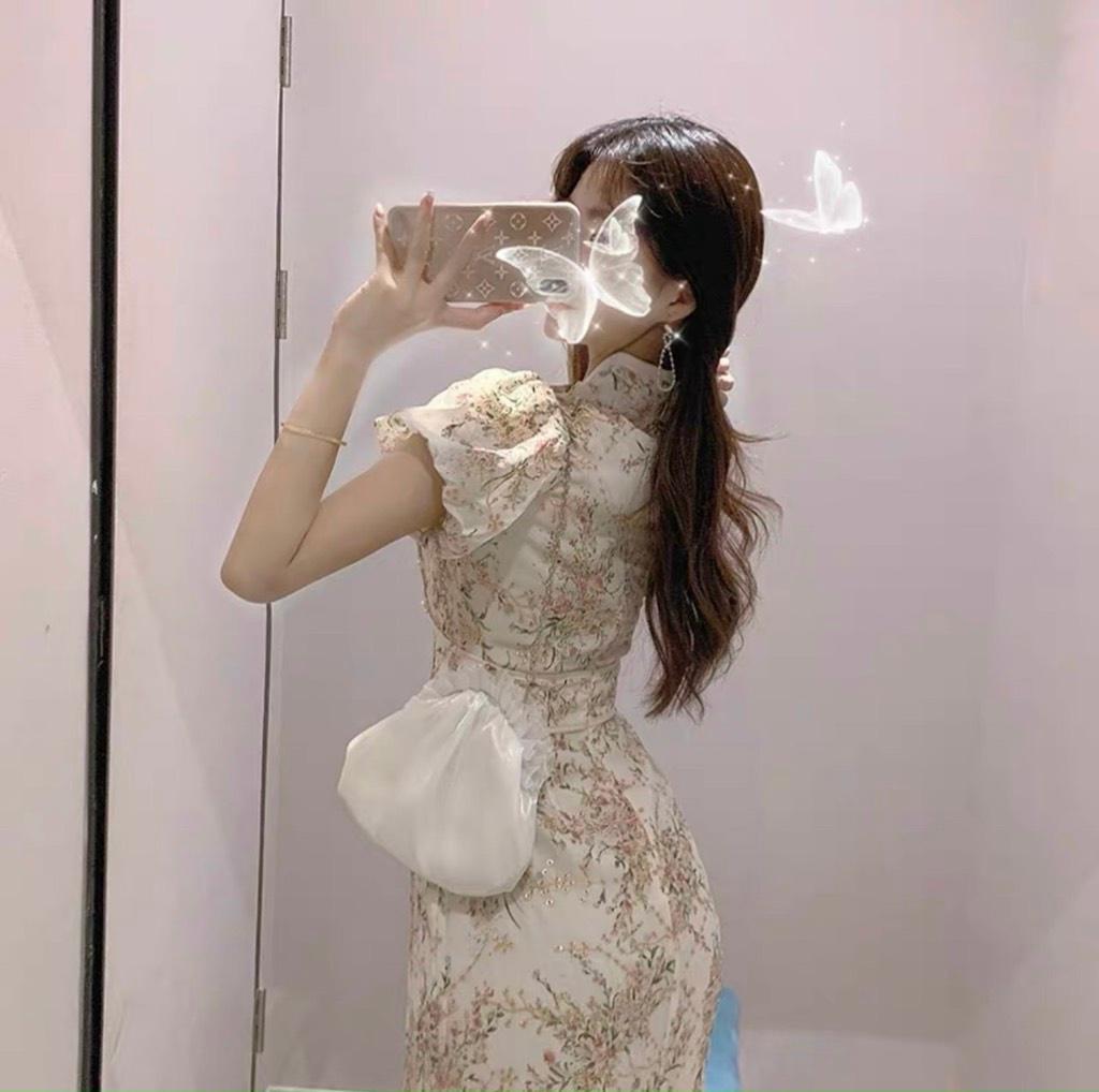 ĐẦM BODY CỔ TÀU HOA NHÍ XẺ TÀ  13850