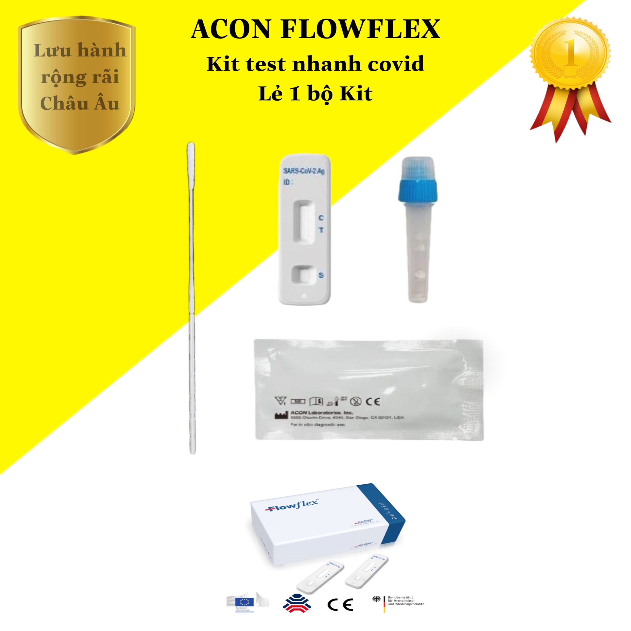 [HCM] Bộ kit FLOWFLEX ACON MỸ test nhanh COVID19 tại nhà, nhập chính hãng được BYT công nhận xuất VAT khi khách yêu cầu