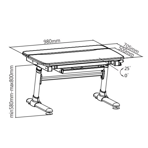 Bàn học sinh có thể điều chỉnh độ cao E501