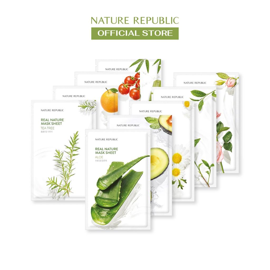 Nature Republic Mặt nạ giấy dưỡng ẩm, ngăn ngừa mụn cho da Real Nature Green Tea Mask Sheet 23ml