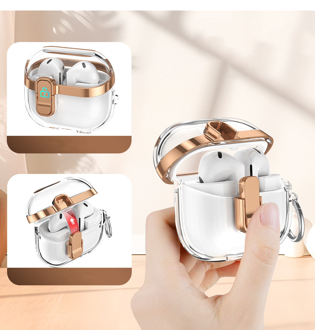 Bao Case Ốp Viền Mạ Có Khóa Chống Thất Lạc Rơi Tai Nghe cho Samsung Galaxy Buds 3 / Buds 3 Pro - Hàng Chính Hãng
