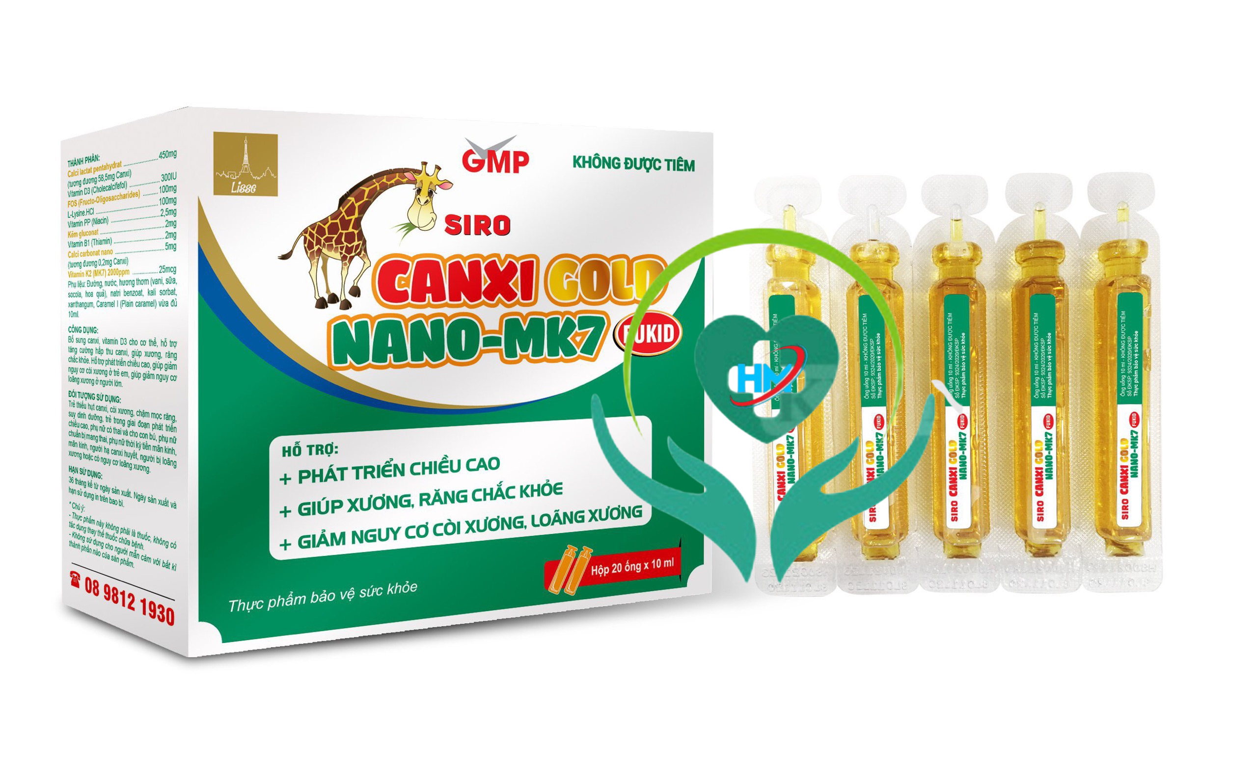 Lisse Siro CANXI GOLD FUKID-Hộp 20 ống- Bổ Sung Canxi , Giúp Bé Ăn Ngon , Phát Triền Chiều Cao Tối Ưu