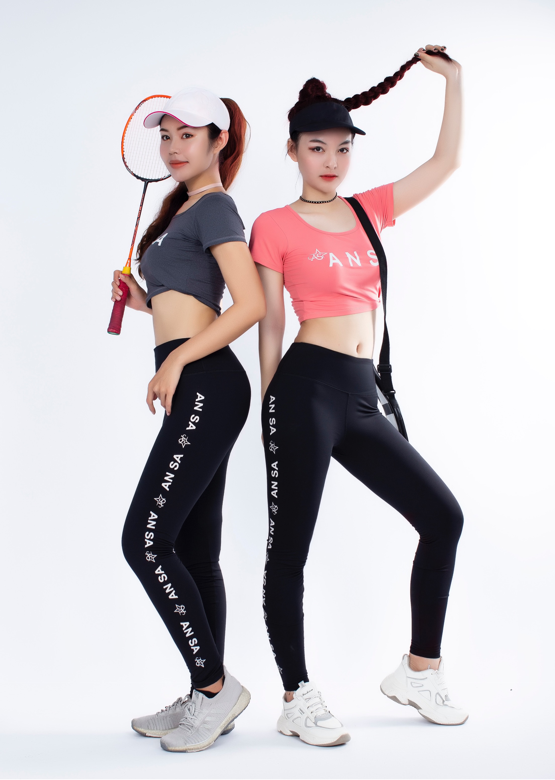 Quần legging dài thể thao nữ in chữ dọc - QD01000