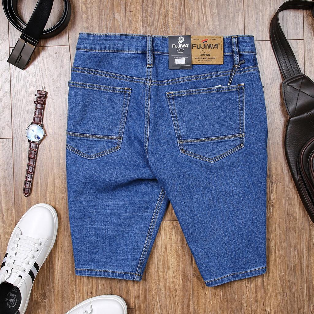 Quần Short Jean Nam Phom Xuông Không Co Dãn Bền Màu Không Lỗi Thời Phù Hợp Nhiều Lứa Tuổi