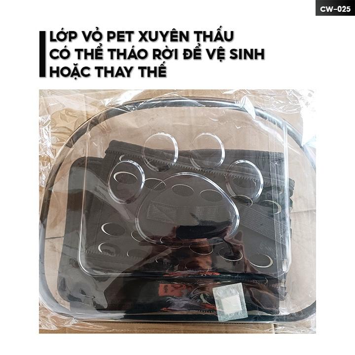 Túi Vận Chuyển Chó Mèo Size Lớp Nhiều Màu Chất Liệu Nhựa Trong Suốt Không Gây Hầm Bí CW-025