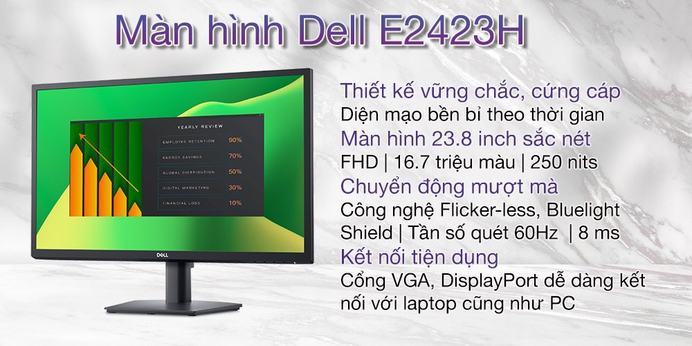 Màn hình máy tính Dell E2423H 23.8 inch FHD VA 60Hz - Hàng chính hãng