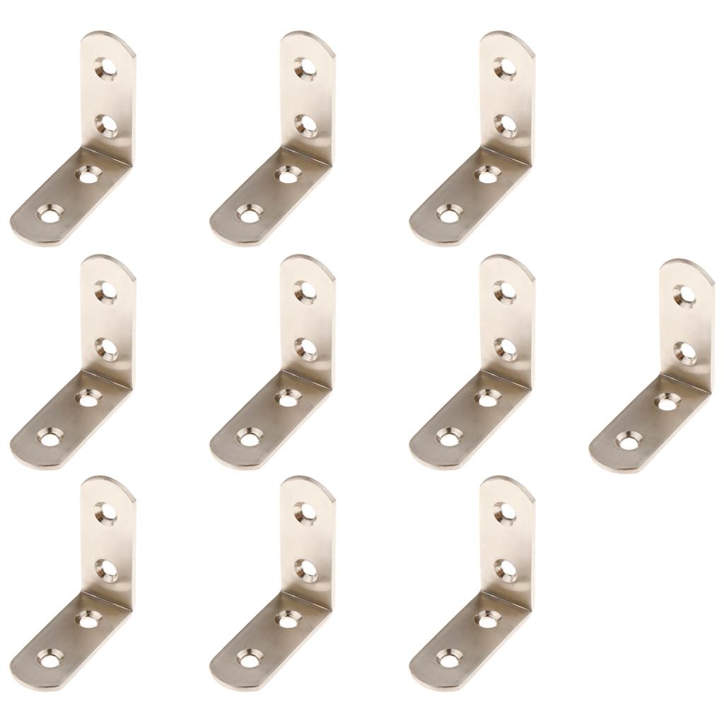 10pcs Corner Brace L Bracket Corner Bracket , Right Angle Brace Brackets Fastener, Stainless Steel, 20/25/30/40/50/65/85/100/125mm