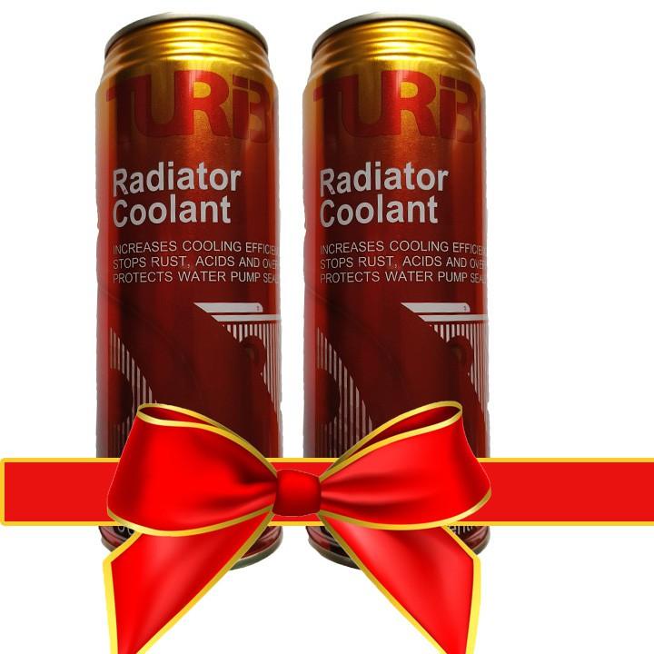 Bộ 2 lon nước làm mát xe máy, ô tô màu đỏ Turbo Radiator Coolant 500ml