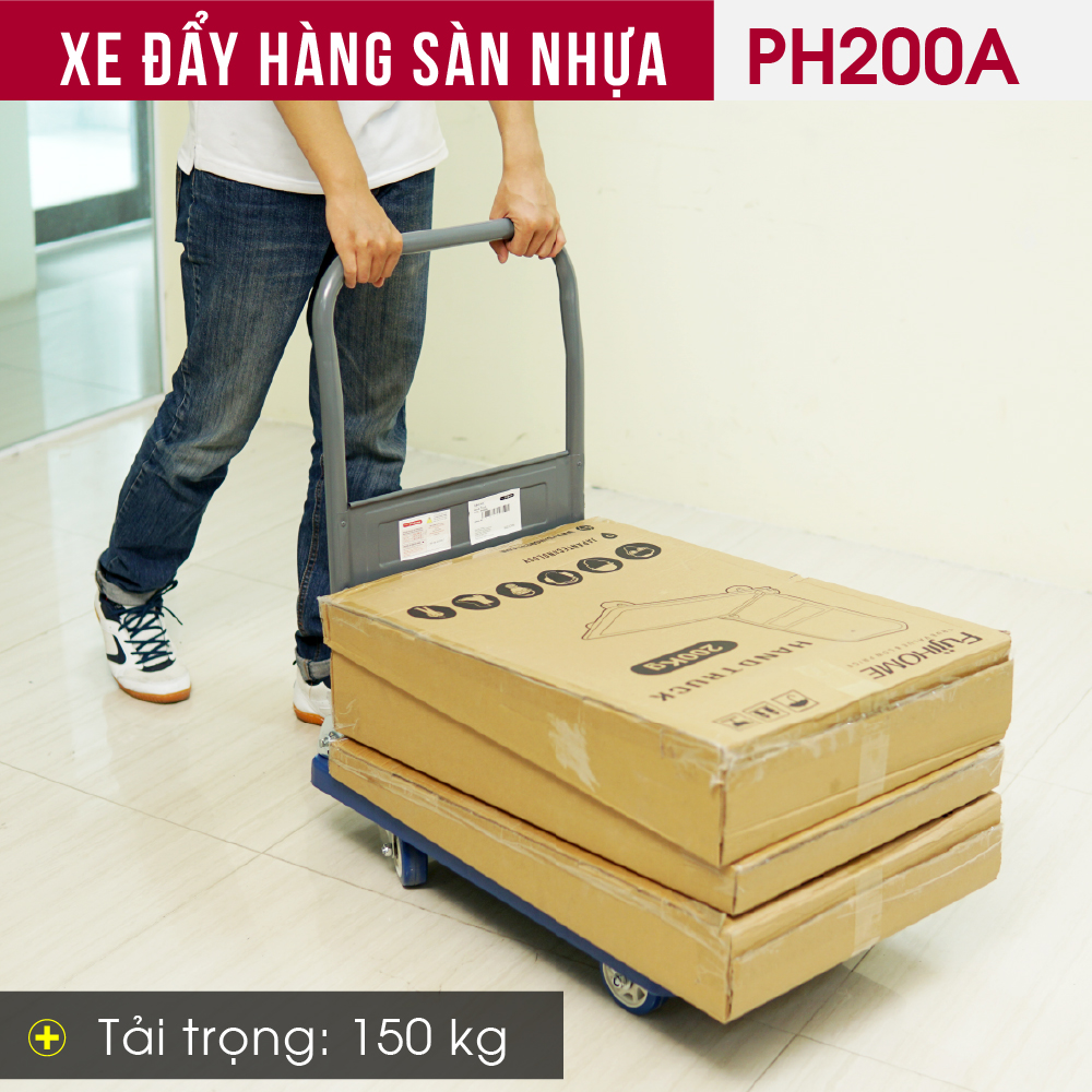 Xe đẩy hàng 4 bánh gấp gọn 150kg Nhật Bản Fujihome, bánh nhựa cao cấp siêu bền chống ăn mòn, xe chở đồ kéo hàng gấp gọn đa năng platform hand truck