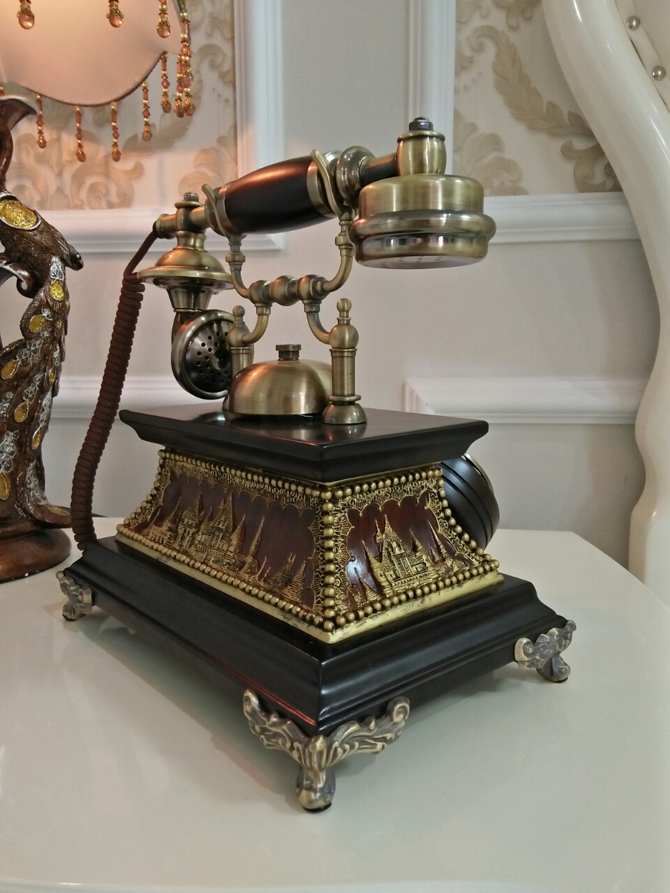 ĐIỆN THOẠI TÂN CỔ ĐIỂN DT14 bàn phím quay chuông quả, dùng cáp điện thoại cố định nghe gọi âm thanh rõ ràng