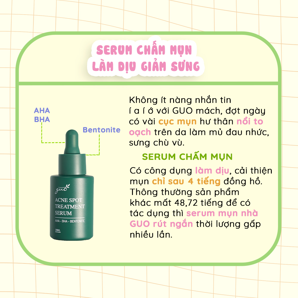 Combo serum mụn và mặt nạ đất sét GUO - [gom khô cồi, giảm mụn, thu nhỏ lỗ chân lông]