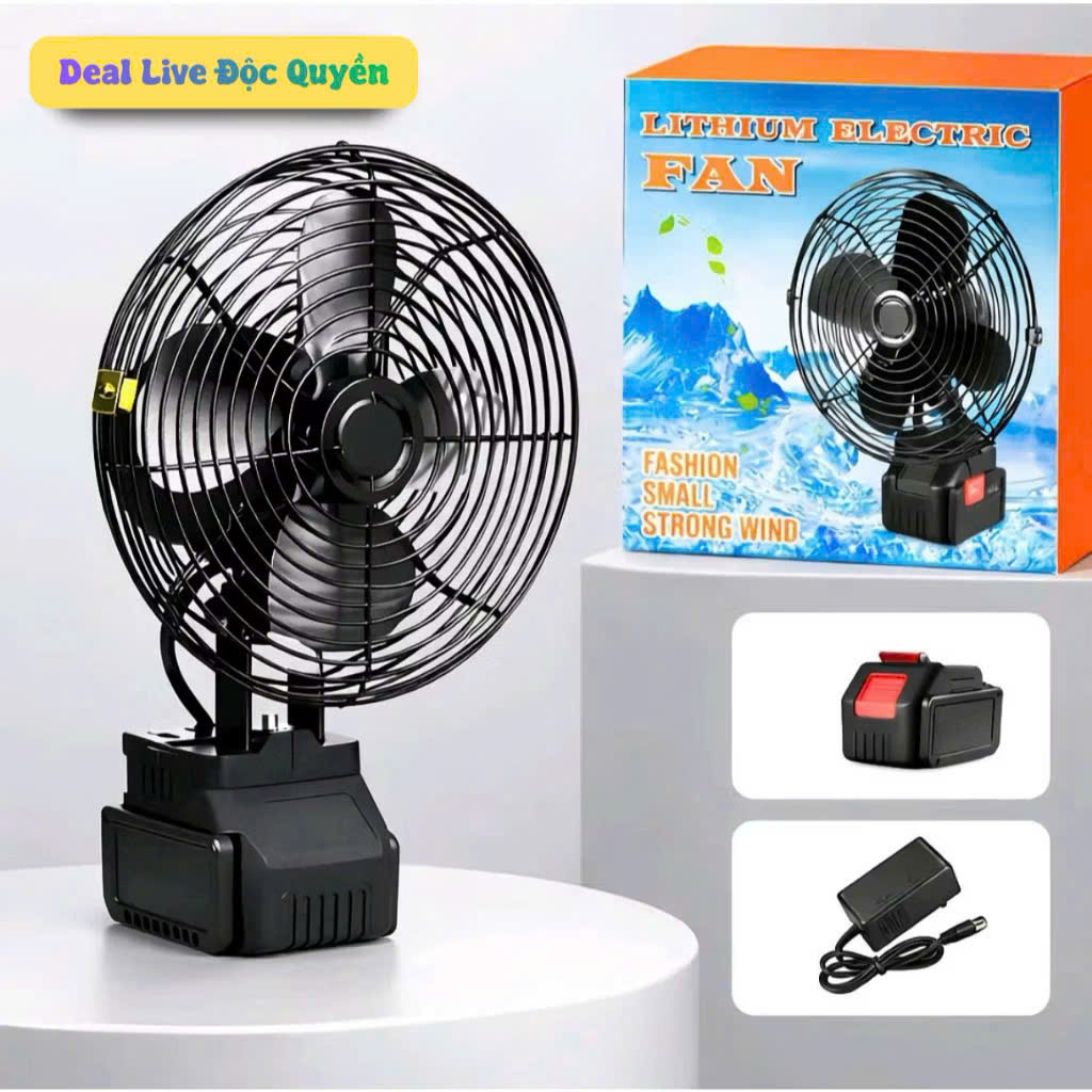 Quạt Tích Điện Siêu Mạnh Pin 10 Cell Lithium – Lõi Đồng Cao Cấp, Gió Mạnh Cực Đã ,Tháo Pin Linh Hoạt