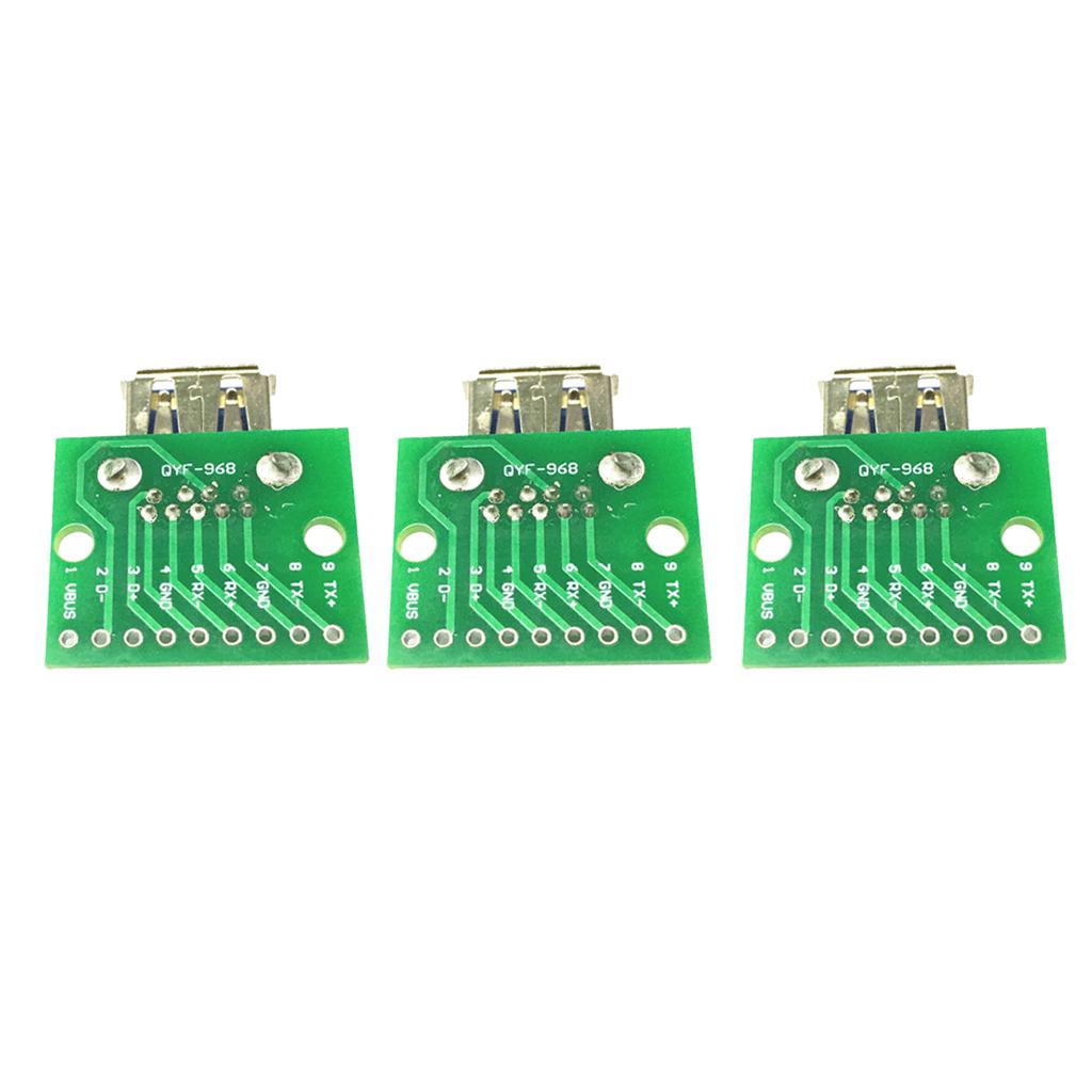 3PCS USB 3.0 Female To DIP Board Module 9pin Adapter Converter