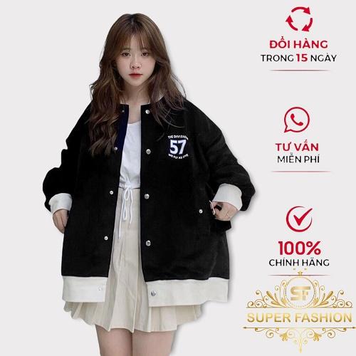 Áo Khoác Nữ Fashion Kiểu Bomber Vải Nhung Tăm Thêu 57 Hot Trend