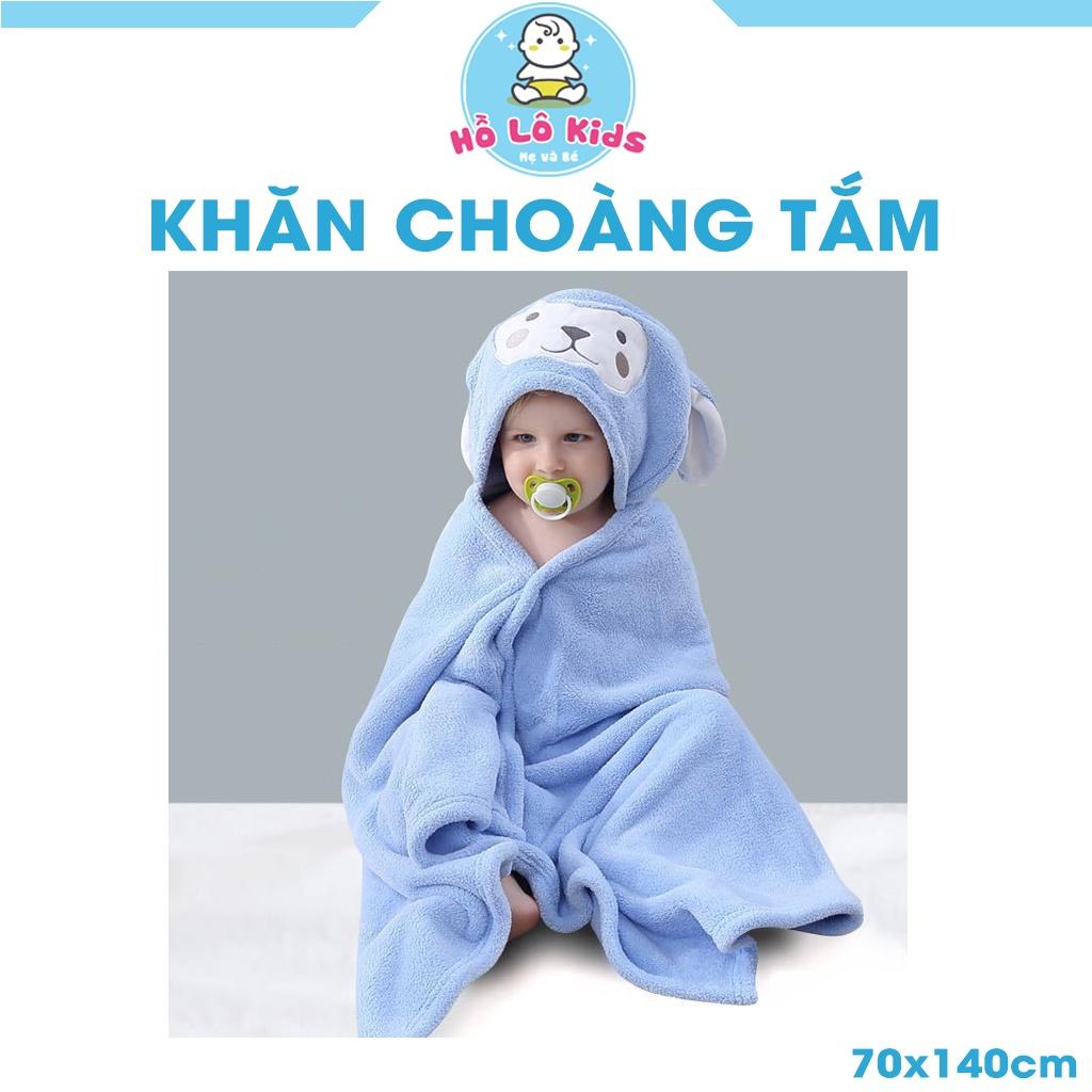 Áo choàng tắm khăn tắm cho bé cotton có mũ lông cừu dày dặn thấm hút tốt Hồ Lô Kids