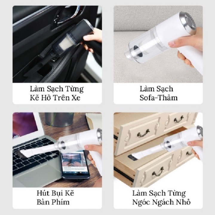 Máy Hút Bụi Cầm Tay Không Dây Mini Có Đèn Led Hút Siêu Mạnh