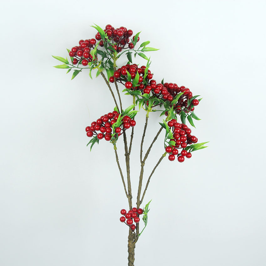 Cành Cherry Dài 95cm 7 Nhánh Quả Tròn Bóng Đẹp Hoa Giả HL020