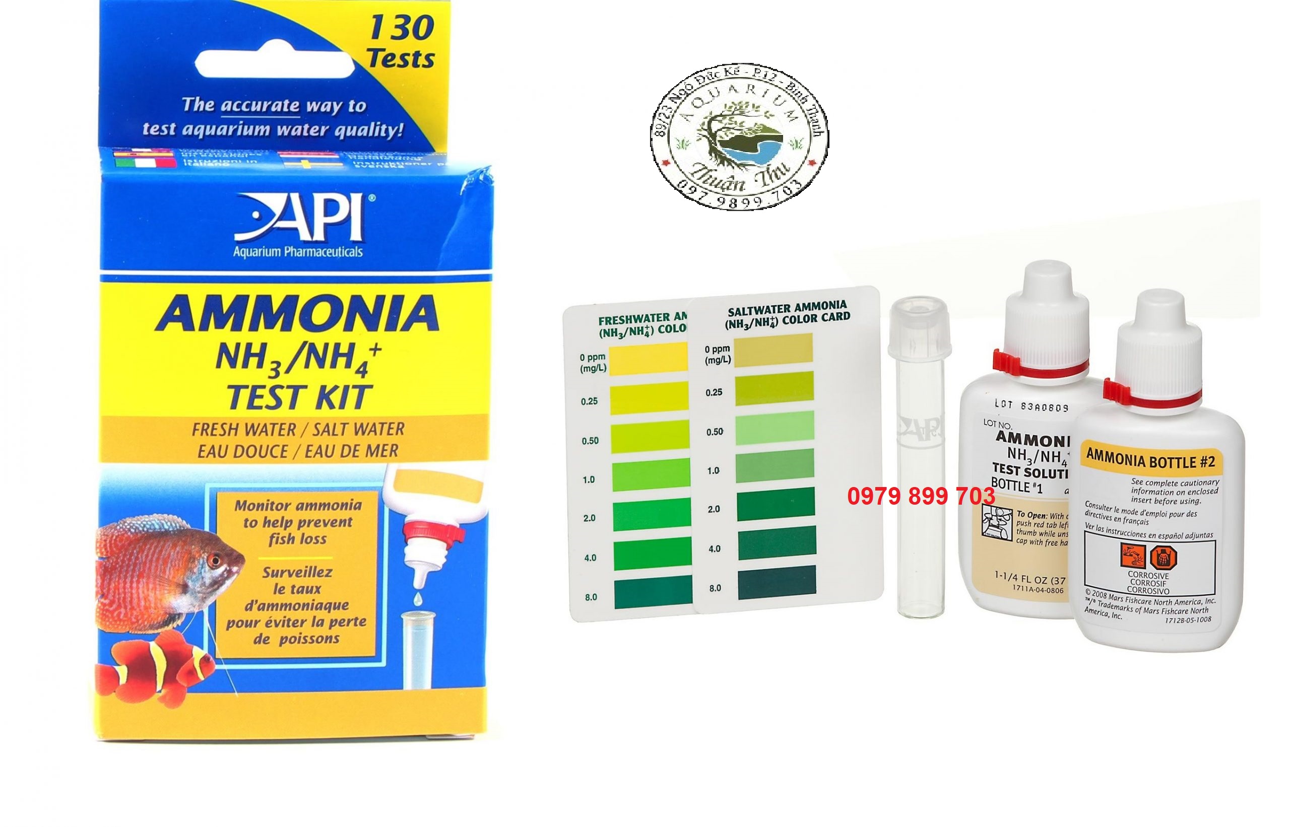 Bộ API Ammonia Nh3/Nh4 test kit kiểm tra thông số chỉ tiêu ammoni cho nước ngọt và nước mặn bể cá biển_cá tép thủy sinh