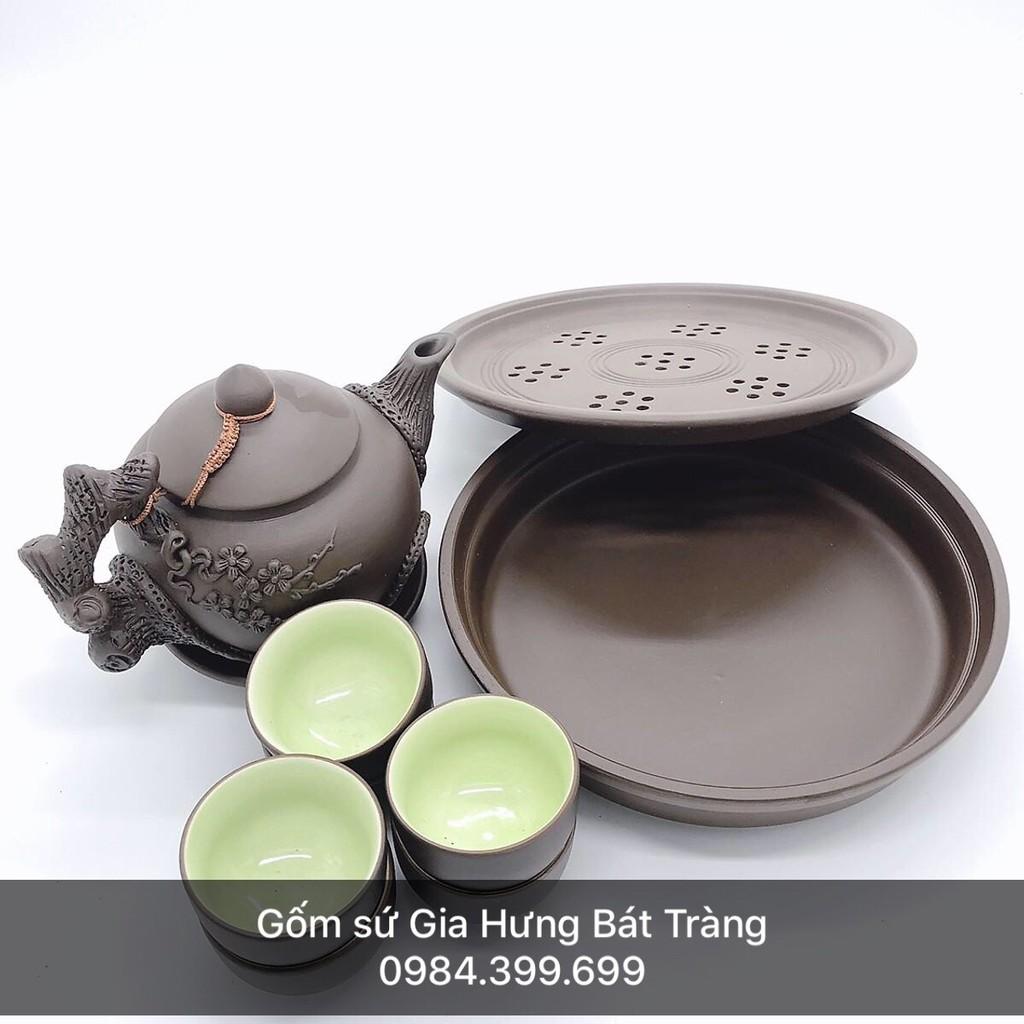 Bộ ấm chén gốm sứ Gia Hưng Bát Tràng