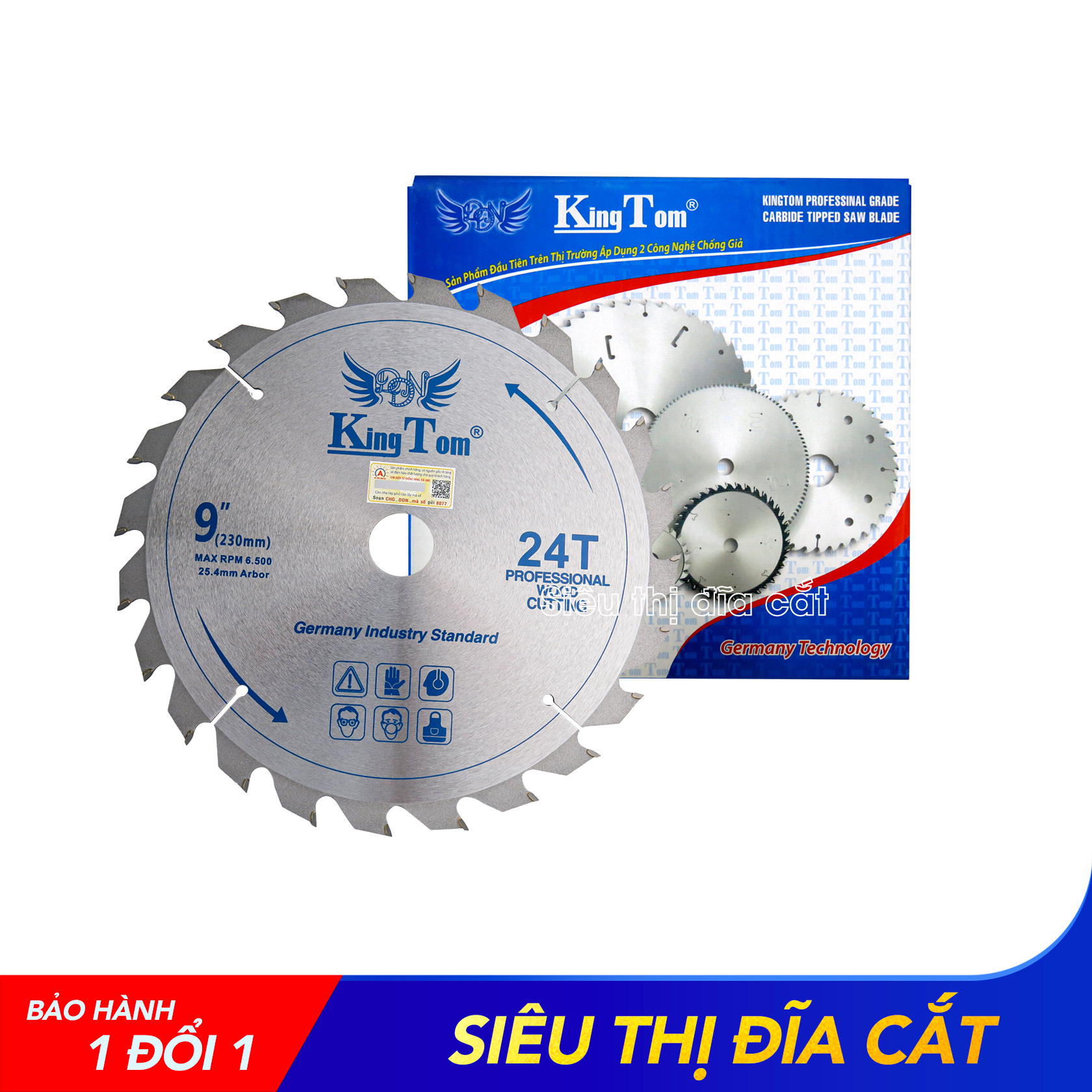 Lưỡi Cưa - Lưỡi Cắt Gỗ Cao Cấp 230-24 Răng KingTom - Chuyên Cắt Gỗ Cứng, Gỗ Có Đinh