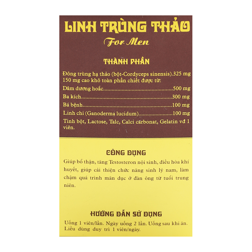 Tăng cường sinh lý nam giới - Linh trùng thảo Formen