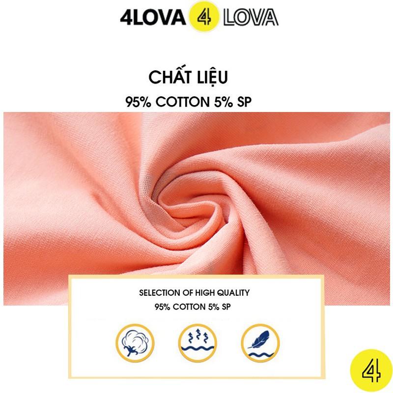 Váy bé gái chất cotton cao cấp 4LOVA dáng xòe cổ bo hình dễ thương hàng chính hãng