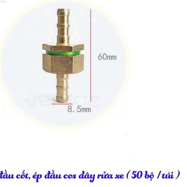 Bộ ép đầu dây máy rửa xe  (đầu đực + cái + áo ép) - Đuôi chuột phi 8mm - Cỡ ren 13 mm