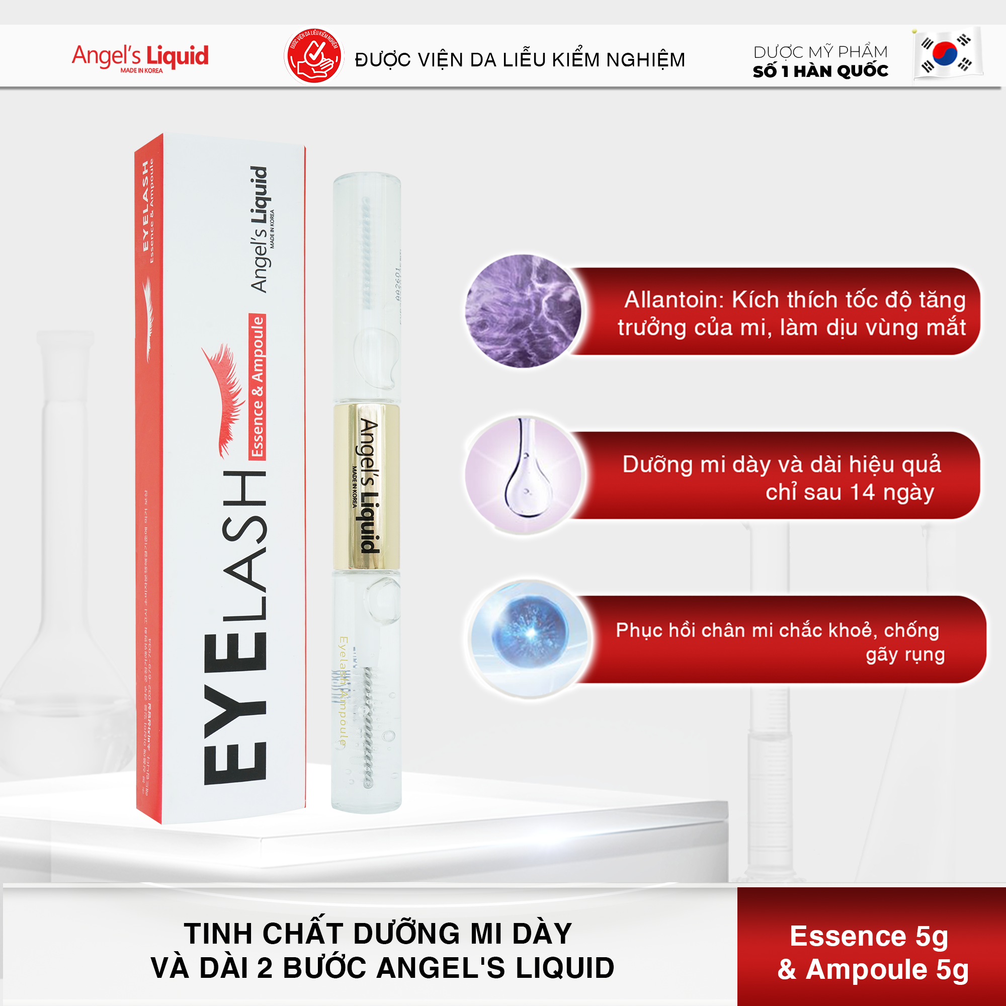 Tinh Chất Dưỡng Mi Dày Và Dài 2 Bước Angel's Liquid Eyelash Essence &amp; Ampoule