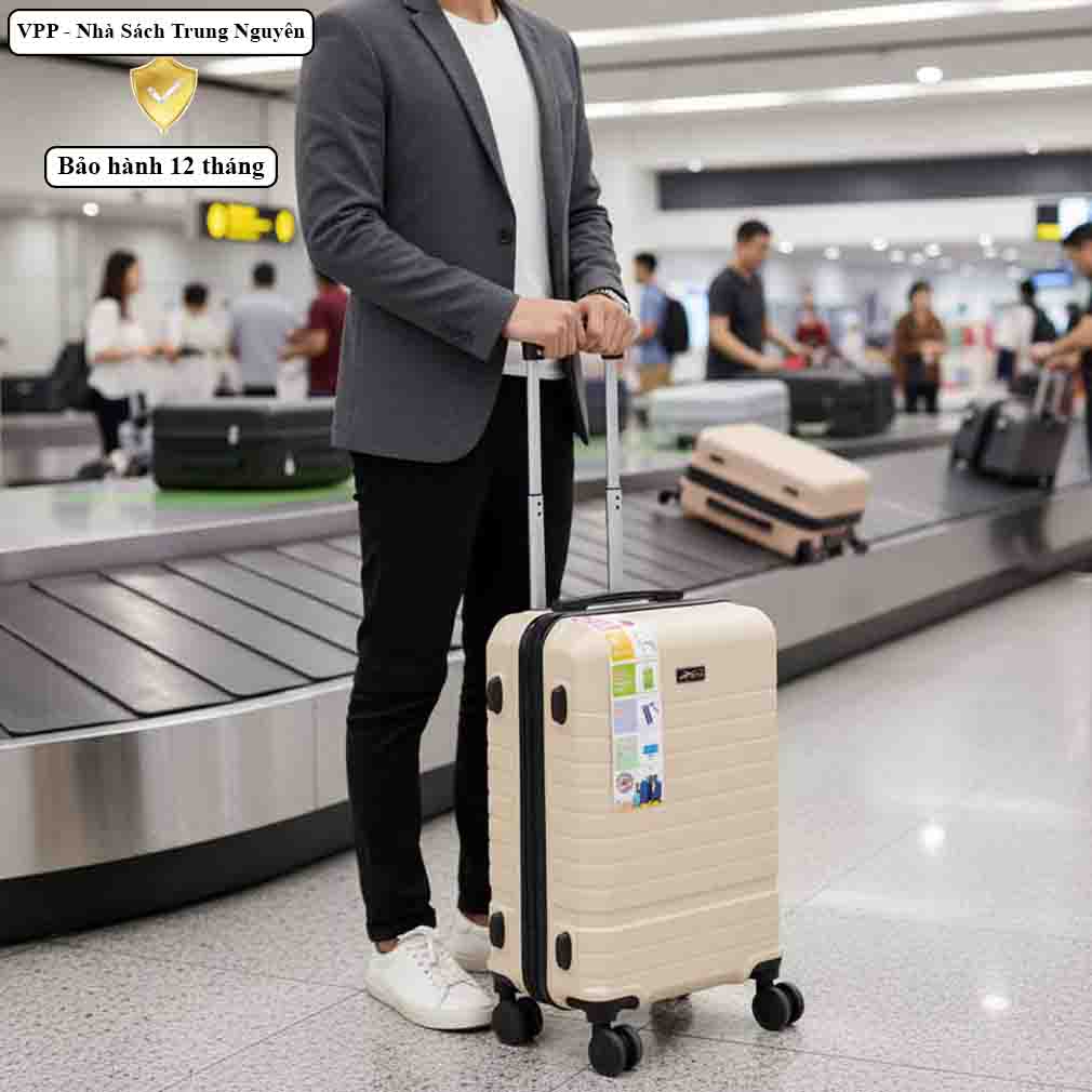 Vali kéo Xbags White Titan Pro size 20 cao cấp chống va đập khóa TSA XB6105