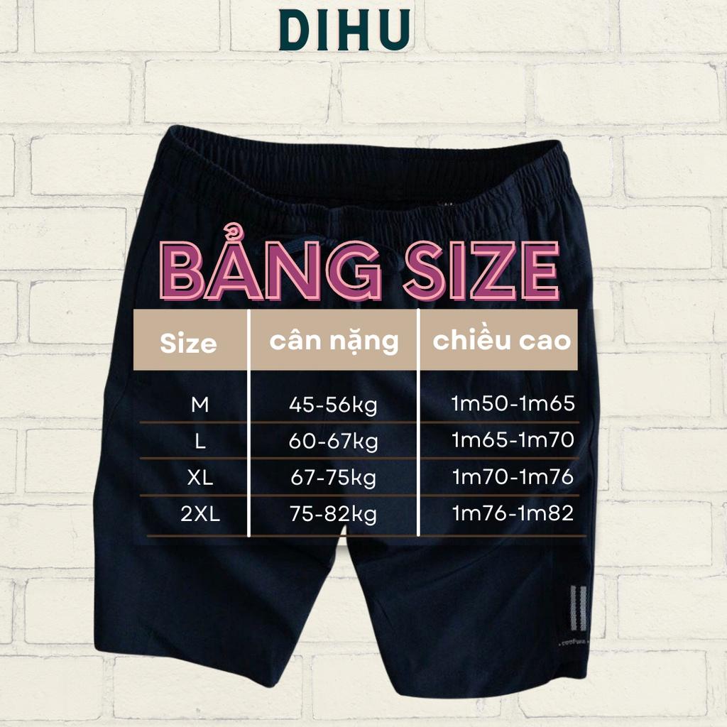 Quần đùi nam mặc nhà chất gió, Quần short nam thể thao co giãn,vận động thoải mái DiHU 3 sọc