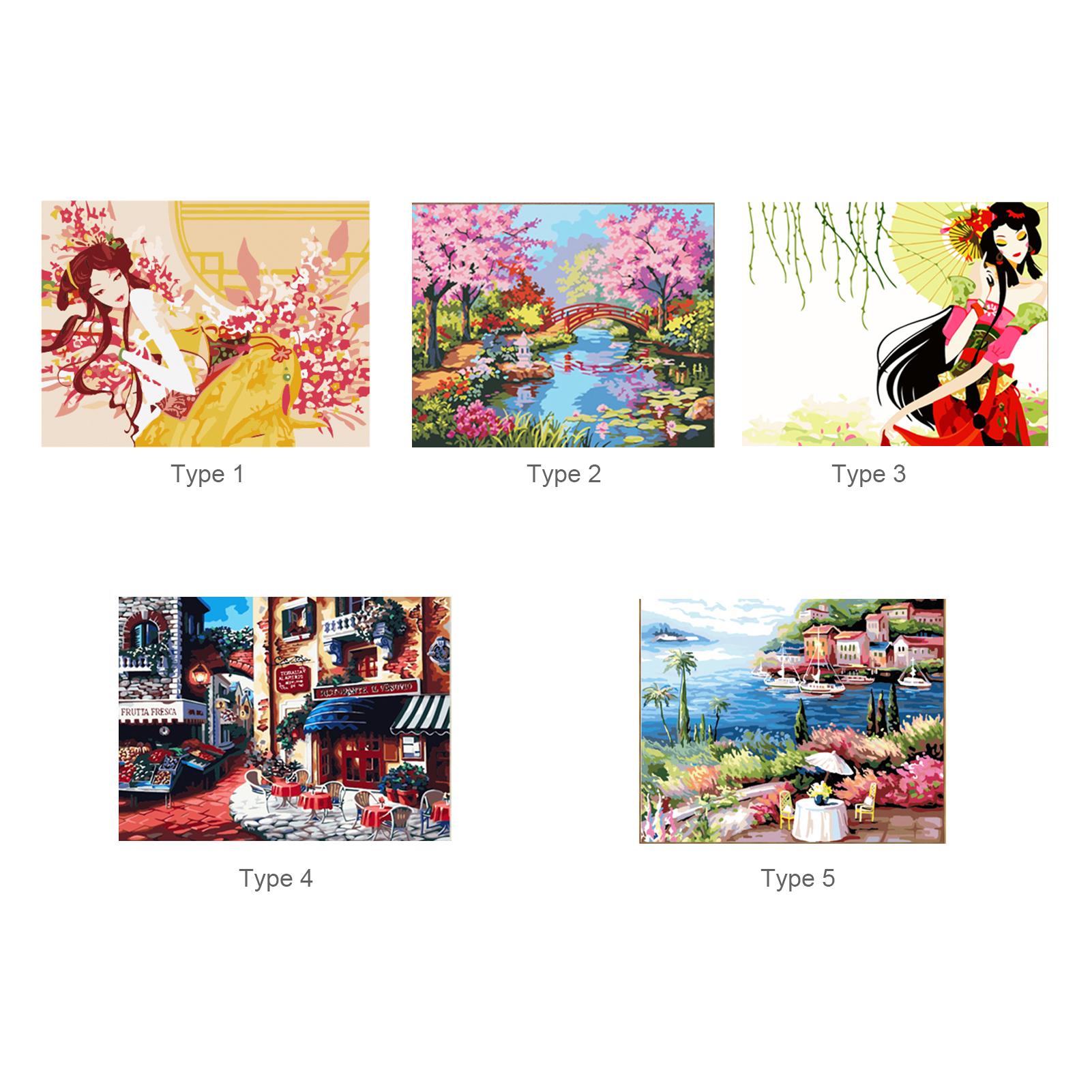 Tranh sơn dầu tự làm 16 x 20 inch trên Canvas Paint by Number Kit Mẫu hoa mùa xuân