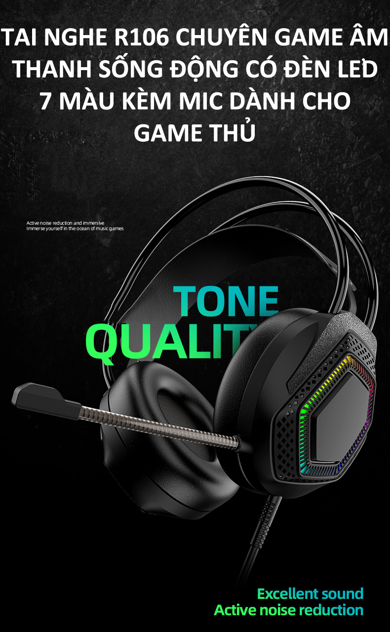 Tai nghe AK5 chuyên game âm thanh sống động có đèn LED 7 màu kèm mic dành cho game thủ CỔNG 3.5mm + USB