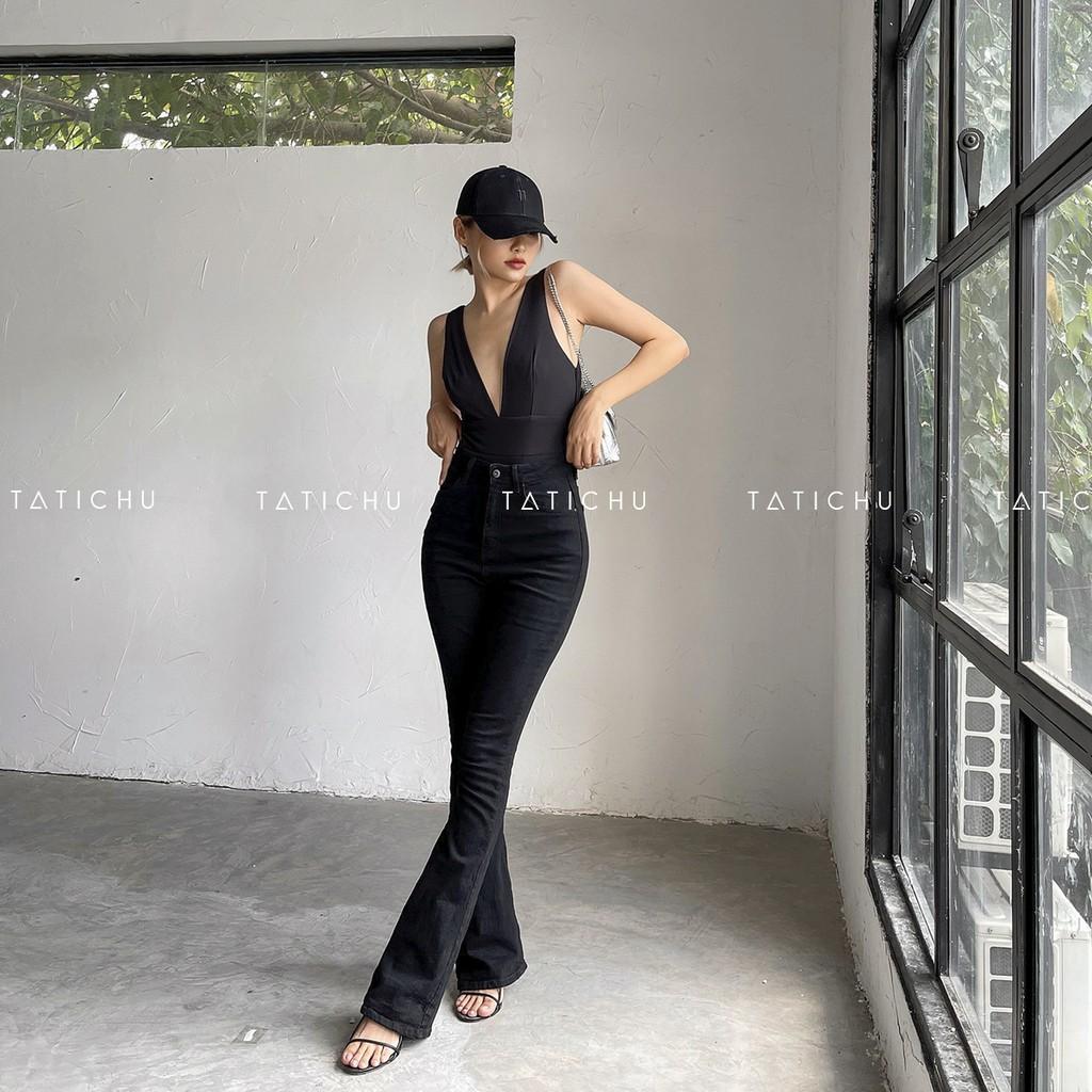 TATICHU - Flared Jeans - Quần jean ống loe đen, quần denim ống bát